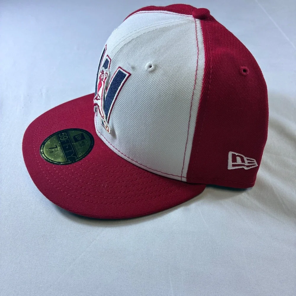New Era 59FIFTY Washington Nationals Hat Red White Fitted MLB Cap 7 3/8 70541075